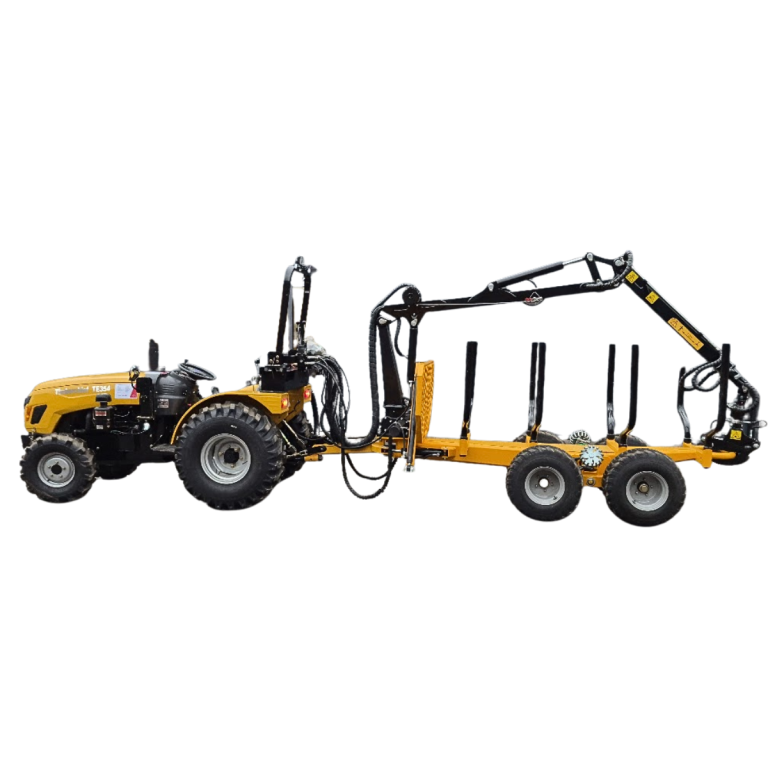 Timberchief skogsekipage med skogsvagn och kran